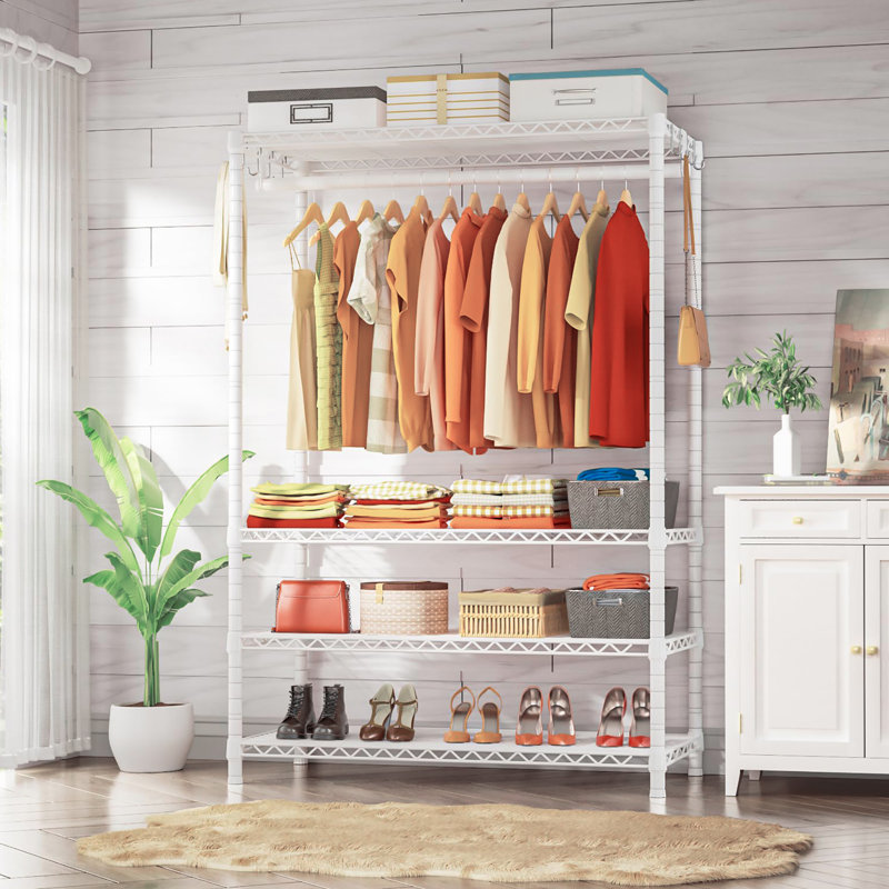 Portant à vêtements autoportant à 4 niveaux en métal, très grand support de charge, nouvelle option pour le système de rangement pour garde-robe
