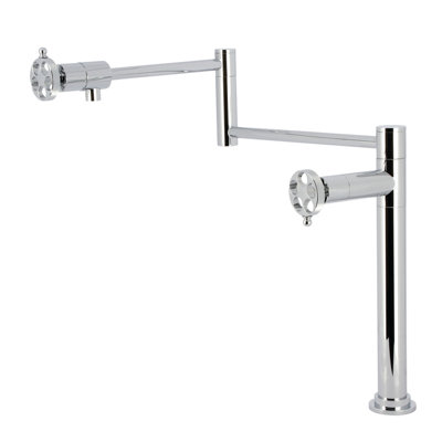 Kingston Brass Wendell Two-Handle 1-Hole Deck Mount Pot Filler Faucet with Knurled Handle