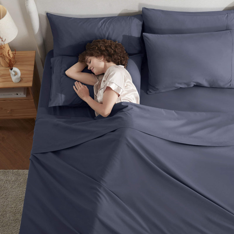 Ensemble de draps en microfibre Hotel Luxury, Bleu marine, Double