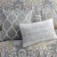 Housse de couette 5 pièces en coton gris pour lit très grand avec fermeture à boutons et coussins décoratifs de taille décorative brodée-124510978