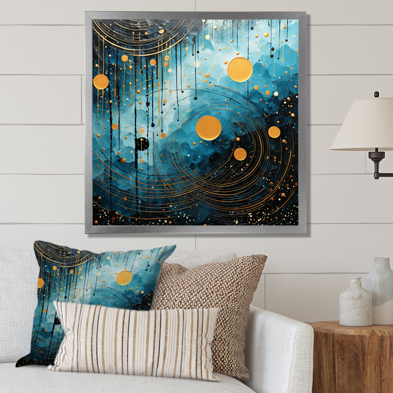 «Blue Minimalisme Moon VI» sur toile, H 30 po x l 30 po x P 1 po, Cadre simple argenté