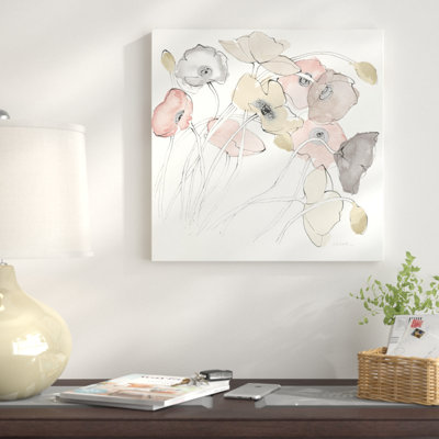" Black Line Poppies II Watercolor Neutral " by Shirley Novak