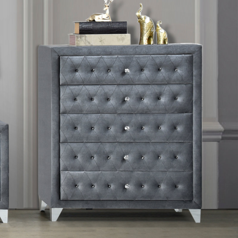 Commode à cinq tiroirs, Gris
