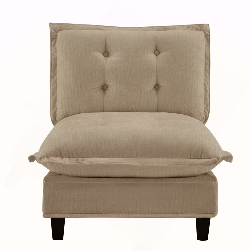 73  Armless Sofa Chenille- Light Brown
