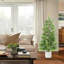 2 arbres topiaires en cèdre artificiel avec pot blanc, plantes artificielles, faux feuillage persistant résistant aux rayons UV, arbre de Noël artificiel-347985670