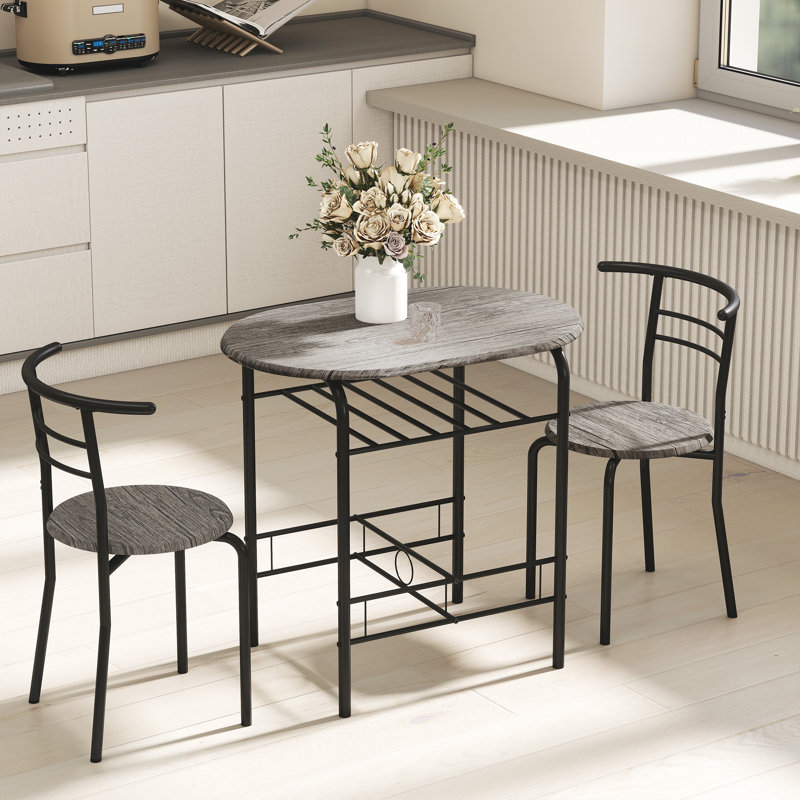Ensemble de table de salle à manger 3 pièces, table de cuisine et 2 chaises avec tablette