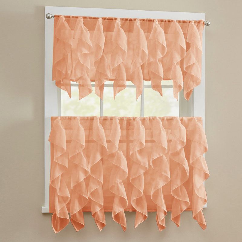 Frye Ruffled Cafe Curtain, Gray, 56"" W x 24"" L