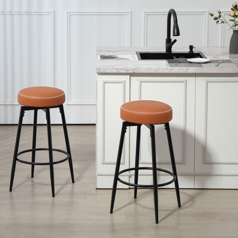 HOMCOM 360 Degree Swivel Bar Stools Set of 2 with Footrest 69 cm Tall, Brown