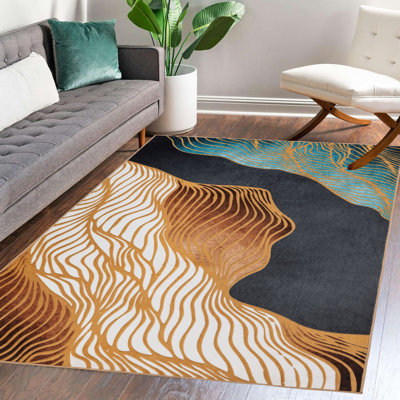 Tapis rectangulaire Olnick avec envers antidérapant