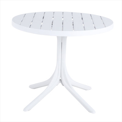 Round 4-Person Dining Table for Indoor-Outdoor Use, Polypropylene, Crisp White, 35.4-Inch