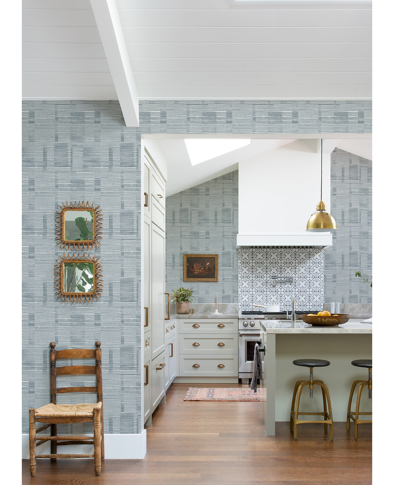 Eryn Striped Wallpaper, Denim