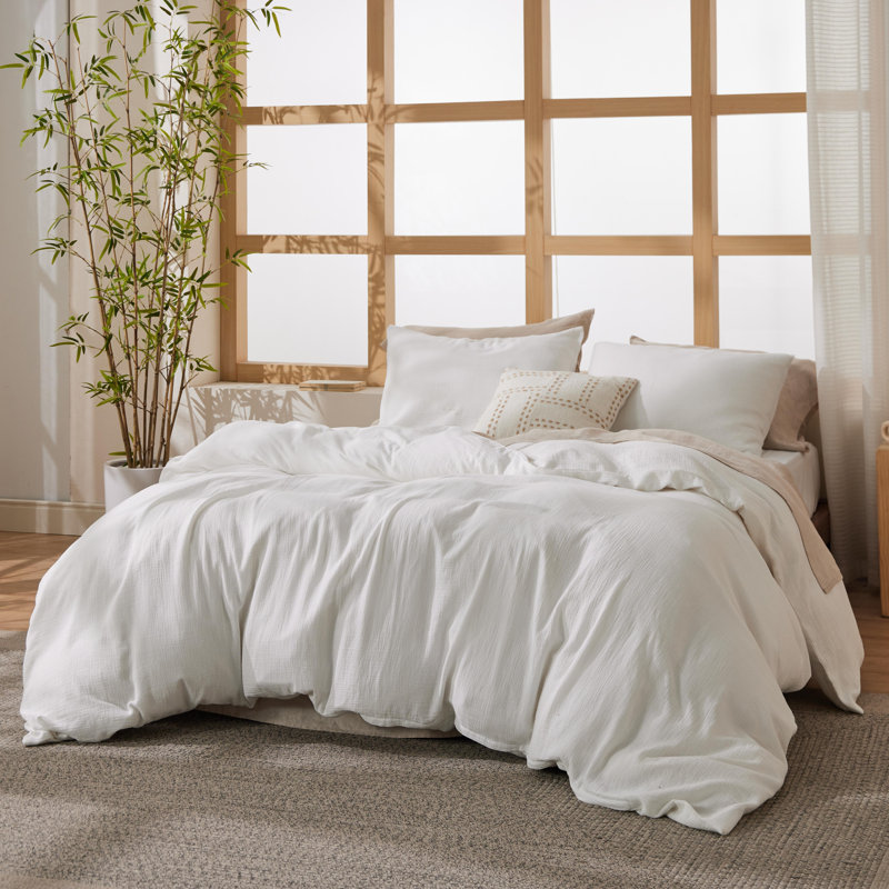 Literie en mélange de rayonne de coton dérivé du bambou, housse de couette rafraîchissante pour les dormeurs chauds, ensemble de literie pour toutes les saisons