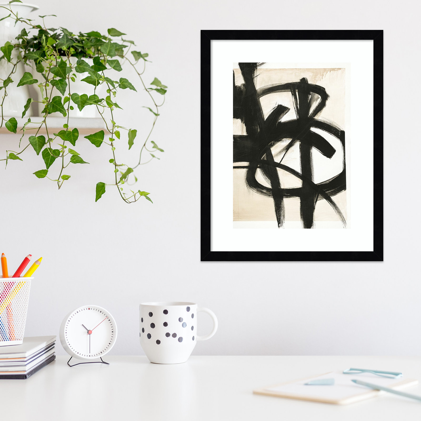 Graphical Shapes 7 Print, Black Framed Paper, 14.12" H x 11.12" W x 0.88" D