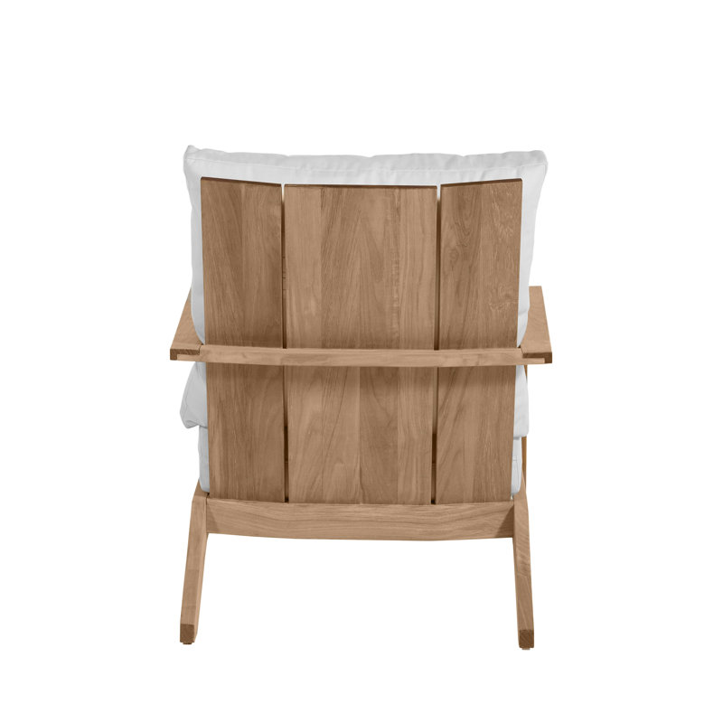 Ashland Patio Lounge Chair with Cushions, No Welt, Linen Forest, Natural Teak