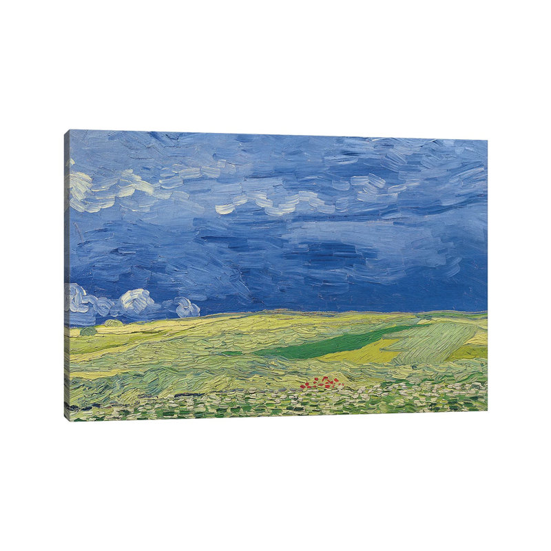 Wheatfields Under Thunderclouds, 1890 by Vincent Van Gogh - Wrapped Canvas Painting, 30.48 cm H x 45.72 cm W