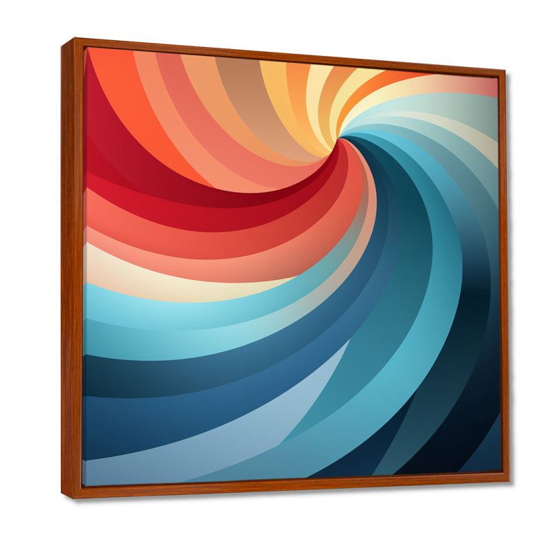 Minimal Streams Vibrant Retro Colors - Abstract Spirals, art mural, Toile avec cadre flottant brun
