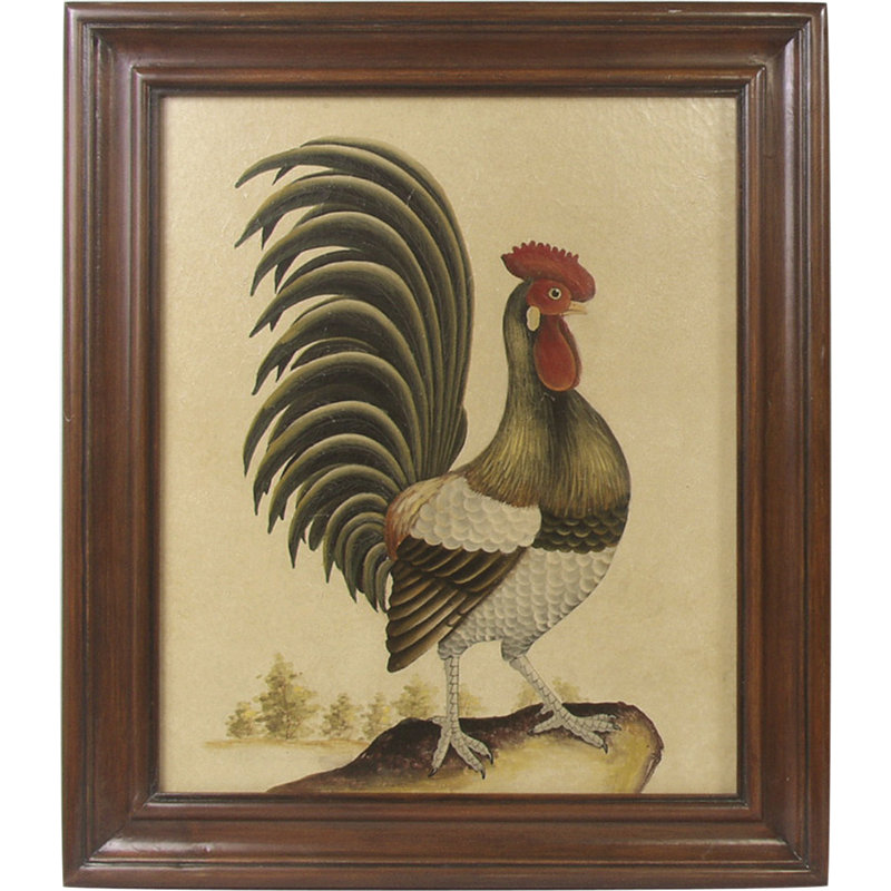 Reproduction de coq, peinture encadrée