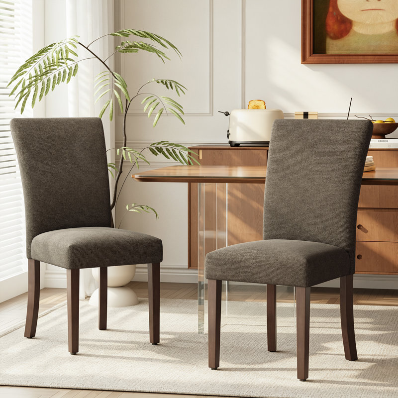 Upholstered Dining Side Chair with High Back and Nailhead Trim, Solid Wood Legs, Modern Parsons for Dining Room, Brown
