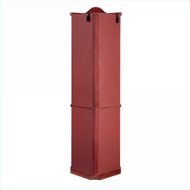 Cabinets, Traditional Lighted Corner Curio with Tempered Glass | Cherry | Adjustable Shelves | Anti-Toppling | MDF+glass