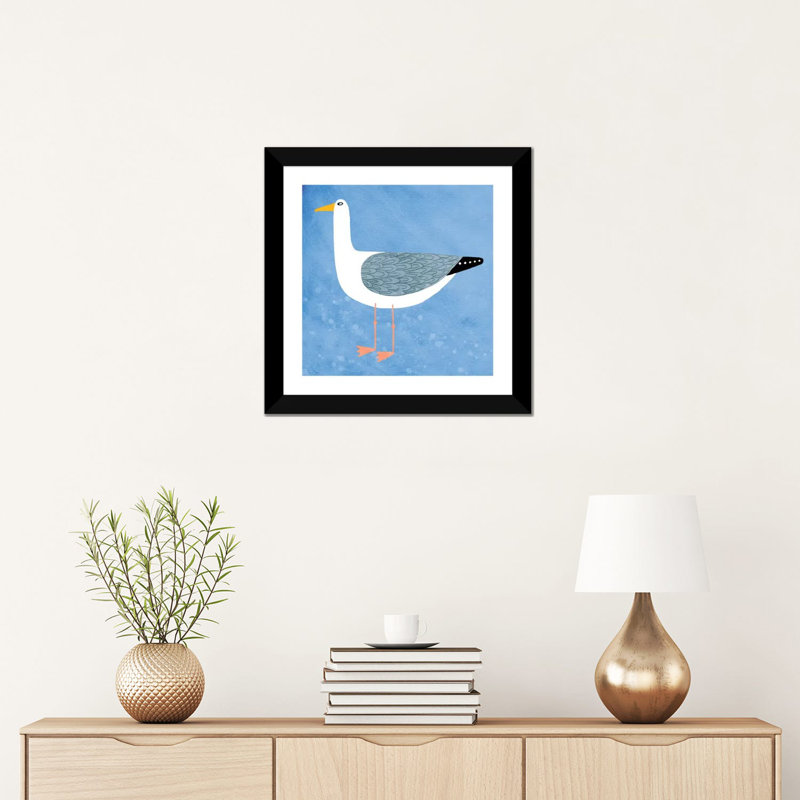 « Seagull » par Nic squirrell-impression, H 16 po x l 16 po x p 1 po, Papier encadré noir, Blanc