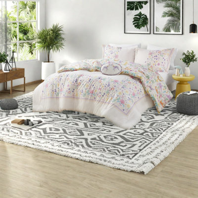 Ensembles de literie réversible pour lit simple, édredon floral en coton pour enfants