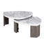 Table de salon gigogne avec roulettes cachées, motif marbre gris classique, conception peu encombrante