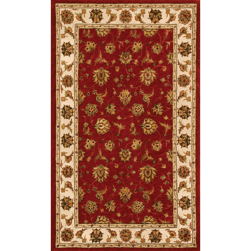 Laine orientale Java/rouge soie/beige Tapis décoratif, Rectangle 5 pi x 8 pi