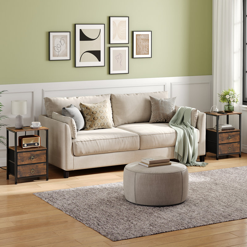 Side Table End Table with Built-In Outlets