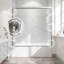 Porte de douche coulissante réversible double 55 po x l 60 po x H 60 po, couleur nickel brossé, cadre en alliage d'aluminium, verre trempé de 1/4 po de 6 mm, anti-éclaboussures pour la baignoire à largeur réglable