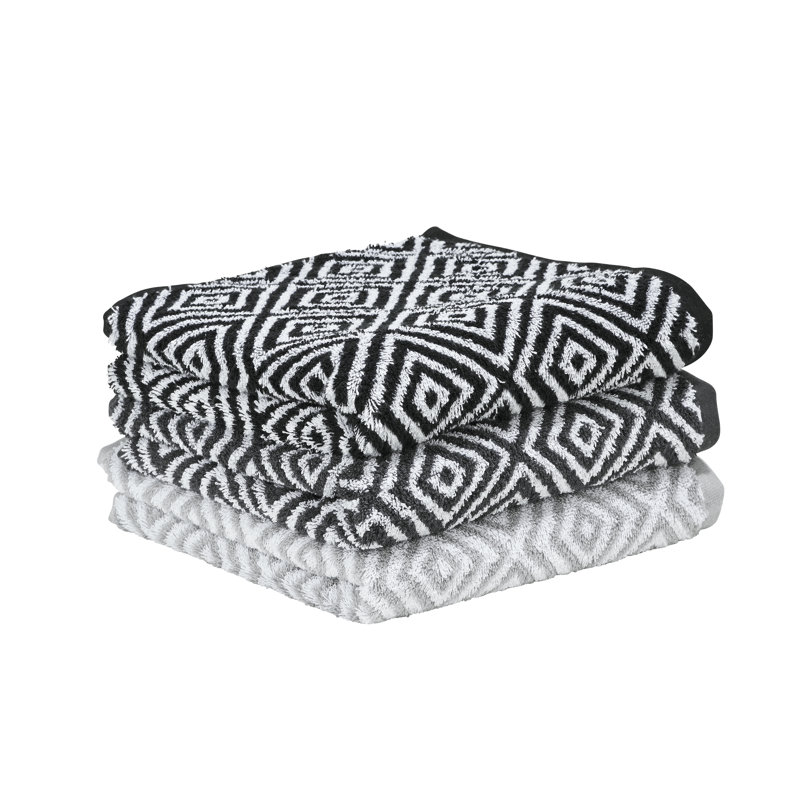 Francesca Cotton Midweight Jacquard Fingertip Towel, Black