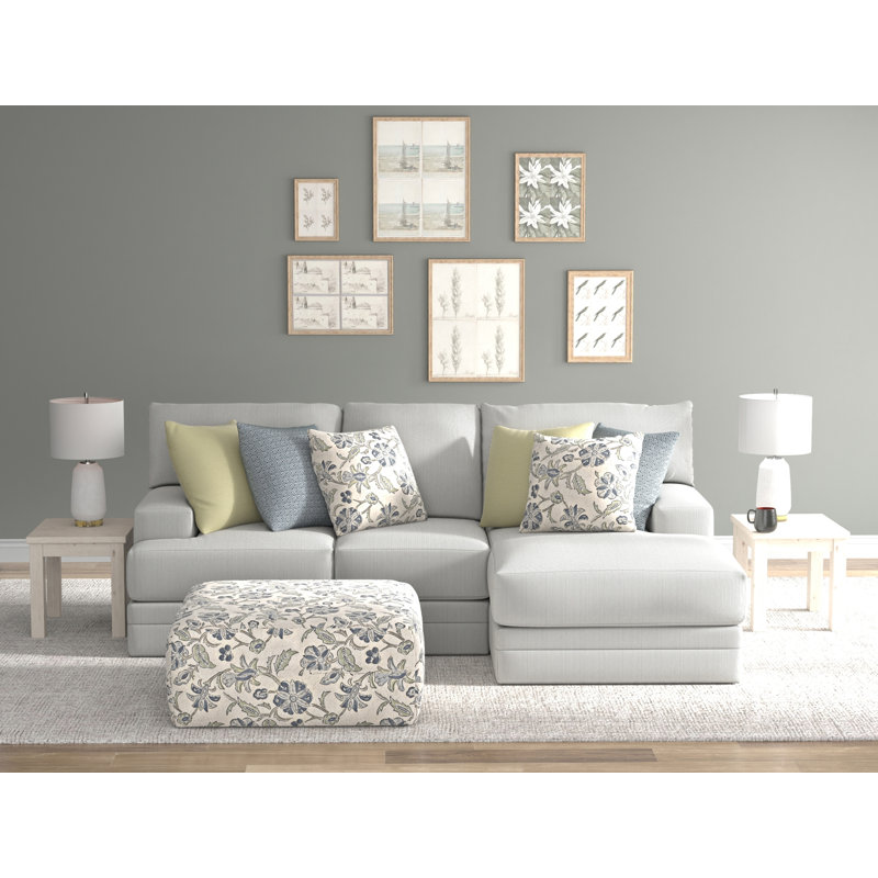 Youngblood - Méridienne 2 pièces avec siège à ressorts confortables, repose-pieds cocktail de 41 po et 6 coussins décoratifs inclus