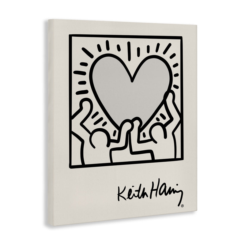 Contemporary Black and White People Outline Heart Canvas Wall Art