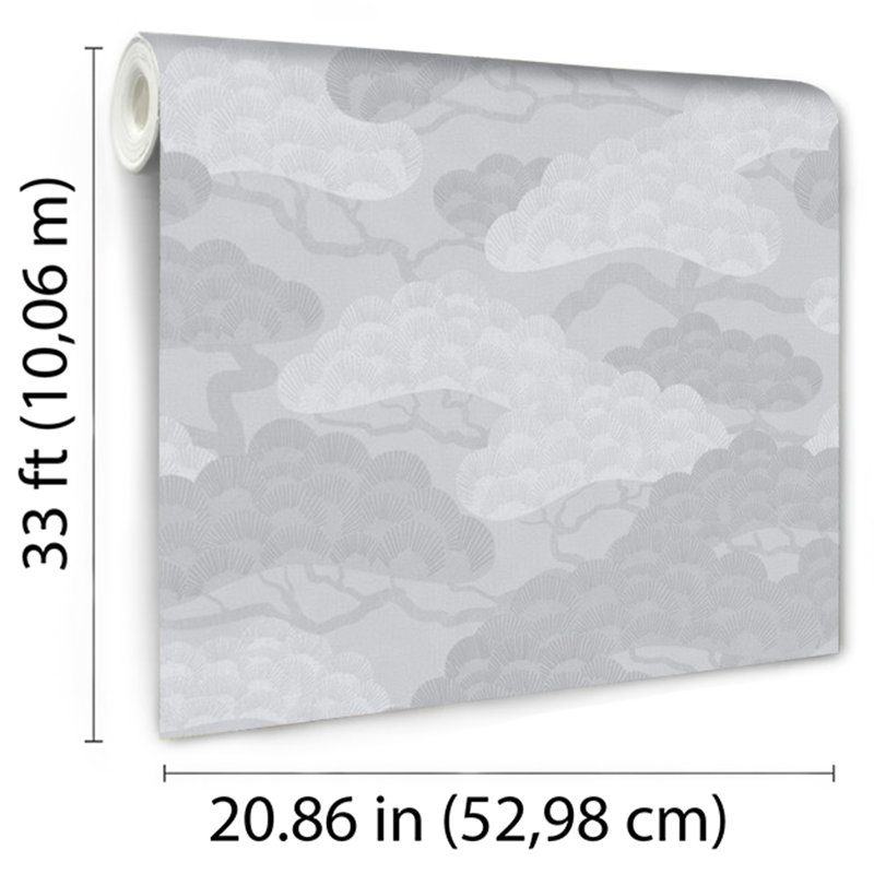 Papier peint Bonsai Grove, Gris clair