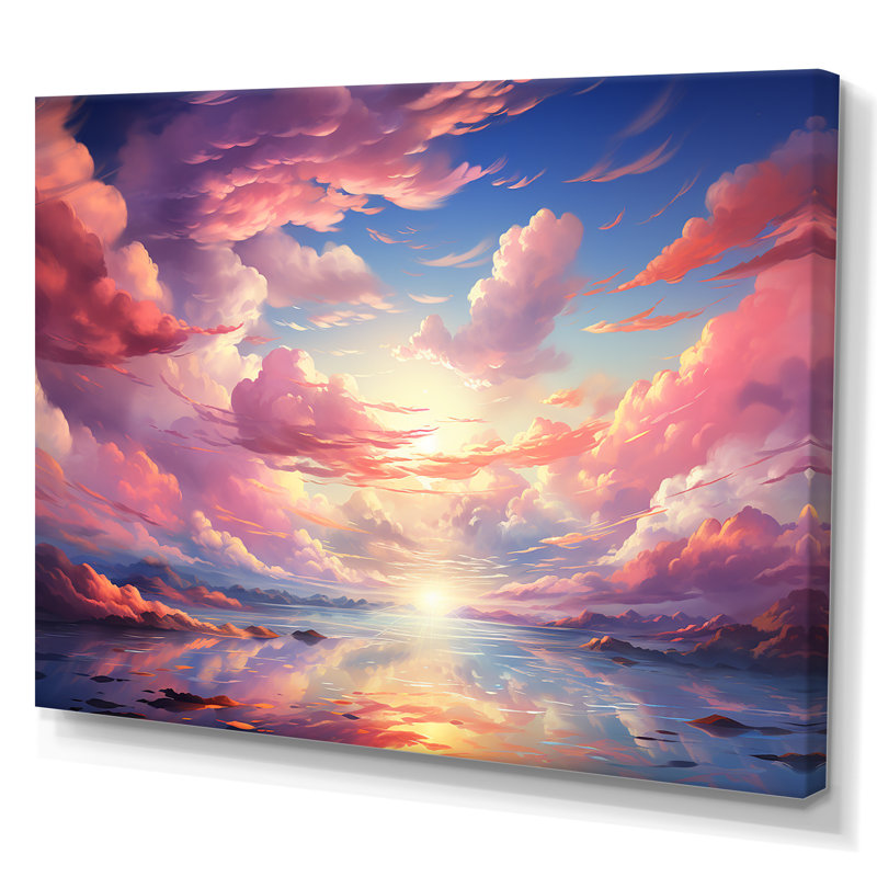Kawaii Landscape Clouds - Clouds, reproduction d'art sur toile, H 30 po x l 40 po x P 1,5 po, Toile tendue
