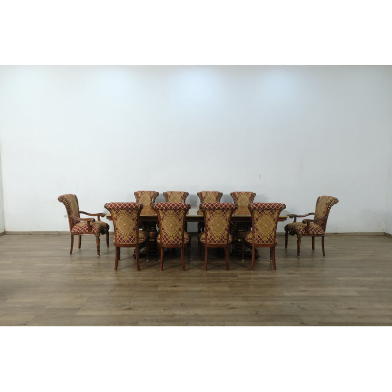 Modigliani 11 - Piece Extendable Dining Set, Red/Gold