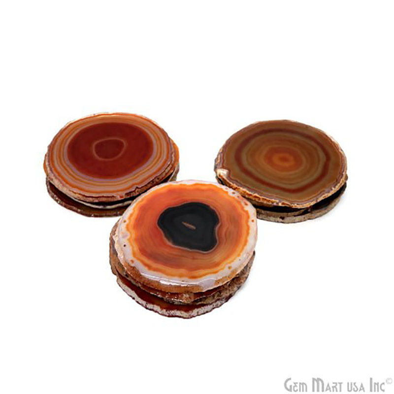 Red Natural Agate Rock Coasters, Kitchenware Home Décor