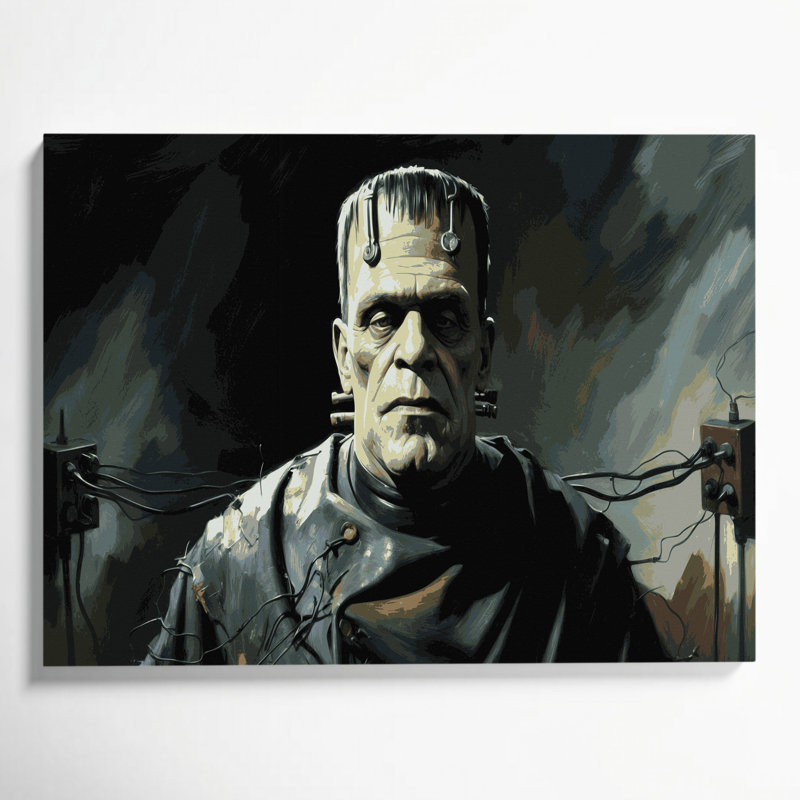Art mural sur toile bleu, Halloween, H 11 po x l 14 po