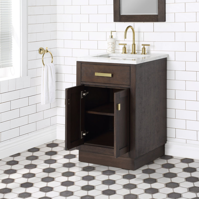Ensemble de meuble-lavabo simple 24 po Nicholls, Chêne brun