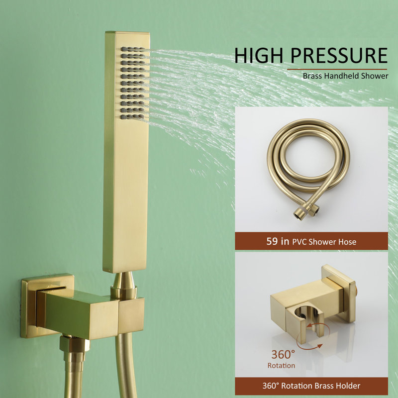 Robinet de douche Calder avec valve brute, PVD or brossé