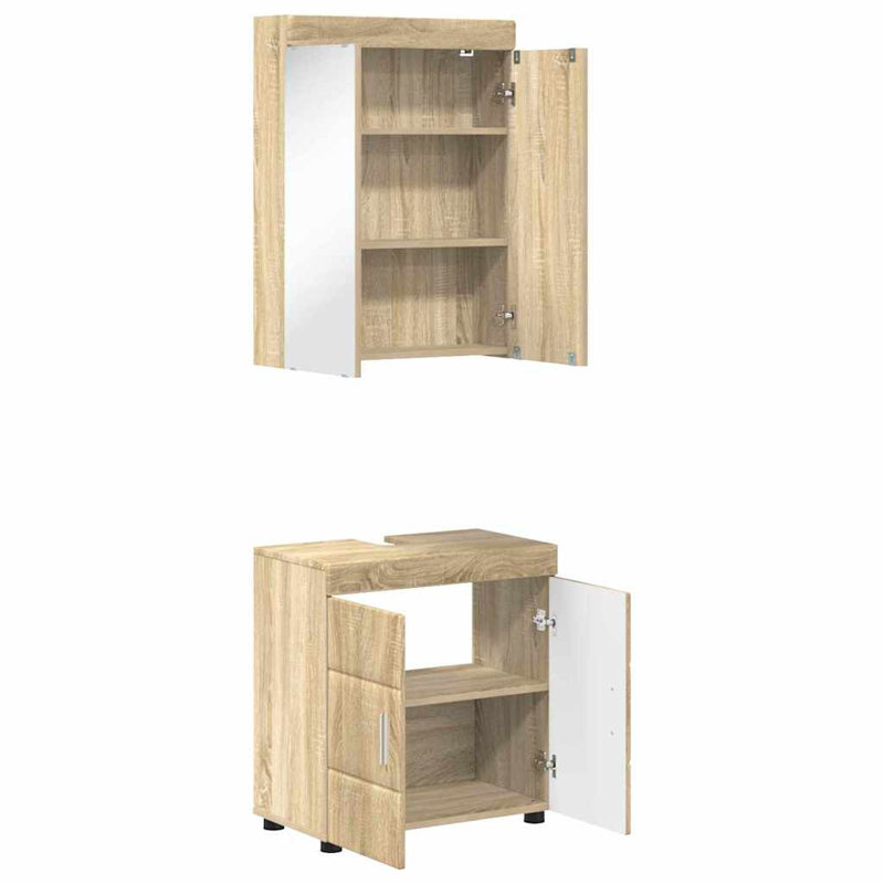 Vanity & Mirror Set, Light Wood