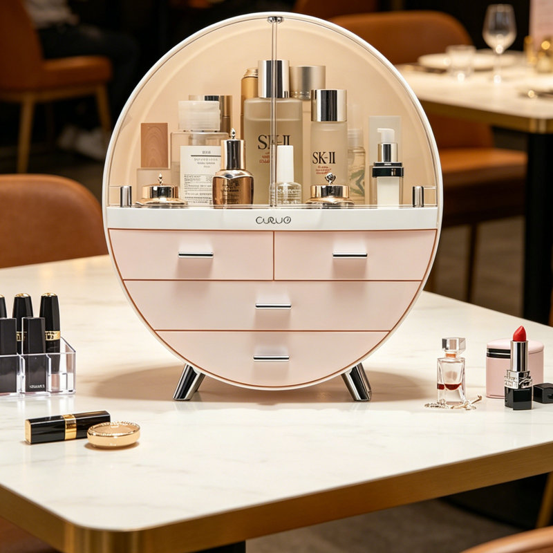 Modern Round Dustproof Cosmetic Storage Organizer