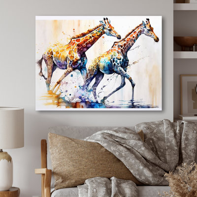 Giraffs Running - Giraffe Canvas Art
