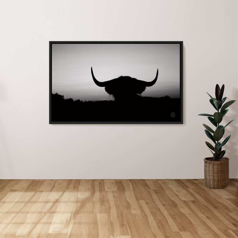 "Bull Set BW Crop" par Nathan Larson, reproduction sur toile dans un cadre flottant, H 21,5 po x l 33,5 po