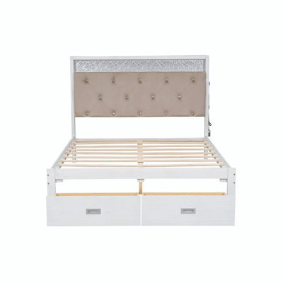 Miramar Upholstered Tufted Storage Bed with LED and 2 Drawers -  Red Barrel StudioÂ®, ED05AF84EB9E400F8AEB7944C789523F