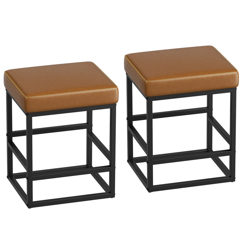 Modern Edge, Cozy Feel: Faux Leather Upholstered Counter Bar Stools for Every Home, Caramel
