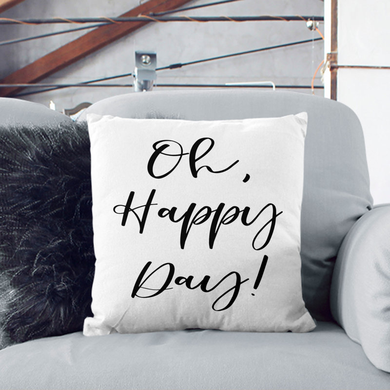 Oh Happy Day Square Throw Cushion, 55cm H x 55cm W x 20cm D