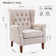 Button-Tufted Small Wingback Accent Chair with Rolled Arm and Thick Padded Cushion