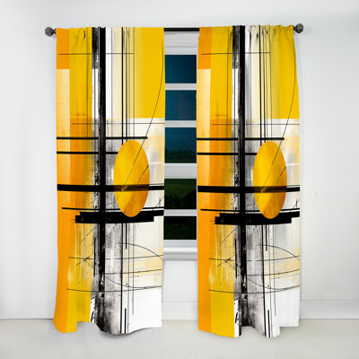 Parwich Yellow Brilliant Echoes Abstract Collages II - Collages Curtain - Velvet Room Darkening - 1 panel