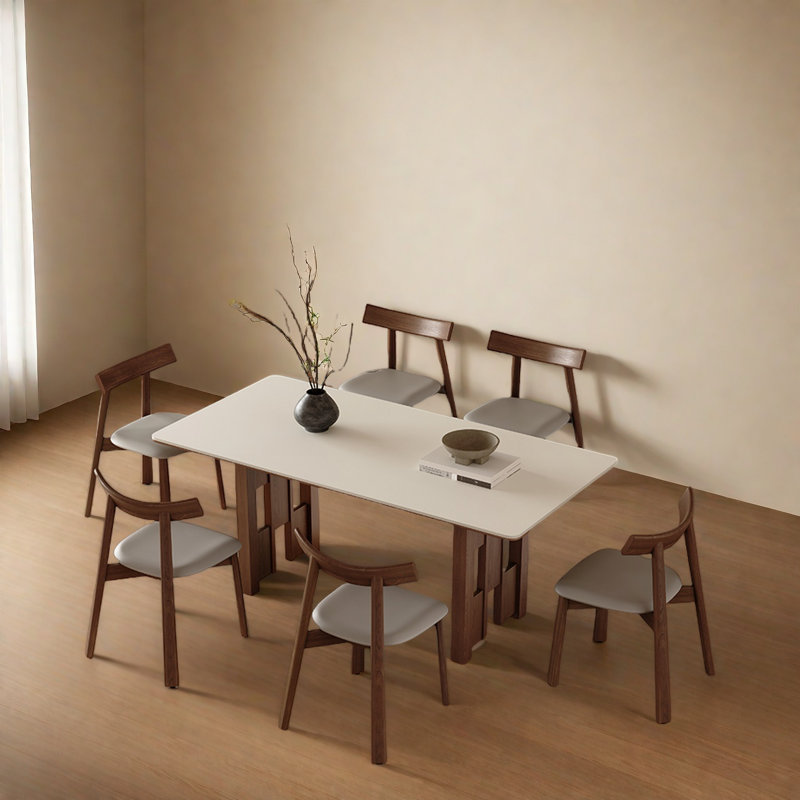 Nordic Wabi-sabi Style Dining Table Sets., 29.53"H x 70.87"L x 31.5"W