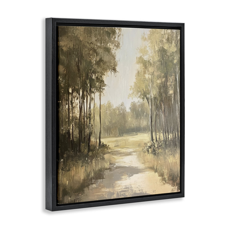 Cadre flottant To The Woods Pathway, design par Petal Prints Design, H 31 po x l 25 po, Cadre flottant noir de jais